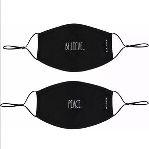 Rae Dunn Face Masks Reusable Set of 2 Black Masks